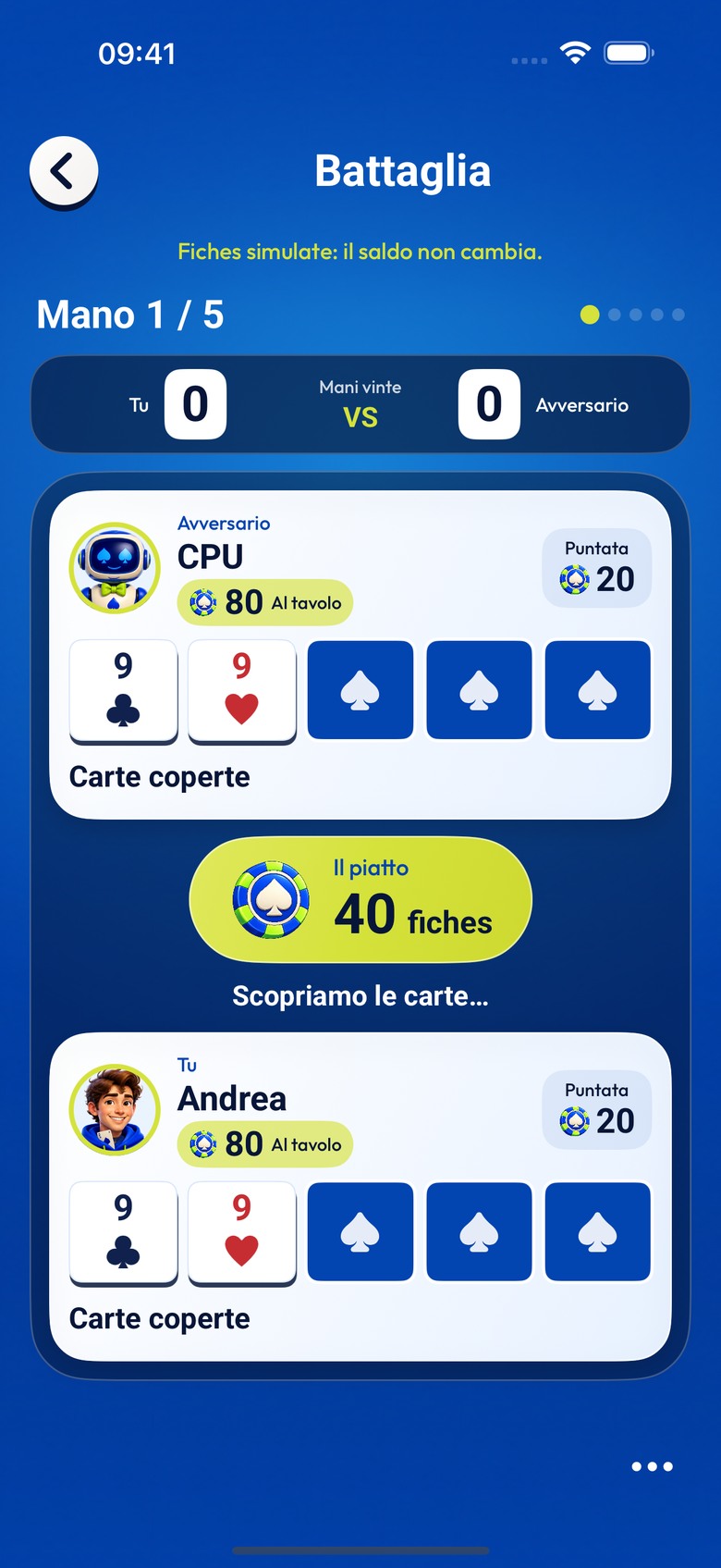 Battaglia: il confronto delle mani.