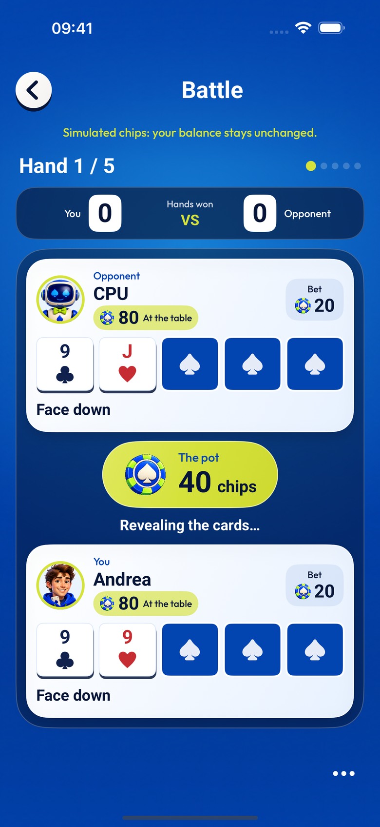Battle: comparing the hands.