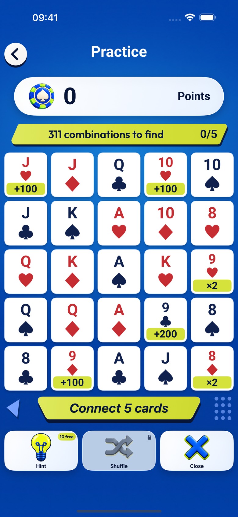 Free Practice: the game grid with no time limit.