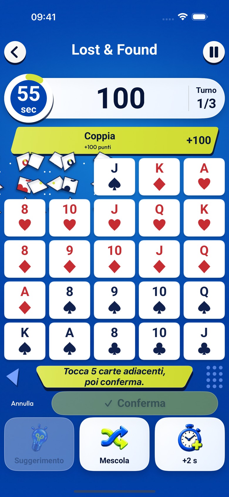 Lost & Found: le carte della combinazione si sgretolano sulla griglia.